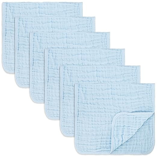 Amazon.com: Muslin Burp Cloths 6 Pack Large 100% Cotton Hand Washcloths 6 Layers Extra Absorbent ... | Amazon (US)