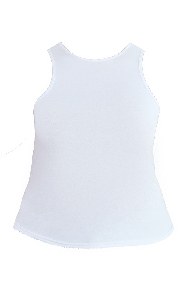 Plus White Racer Neck Long Top | PrettyLittleThing US