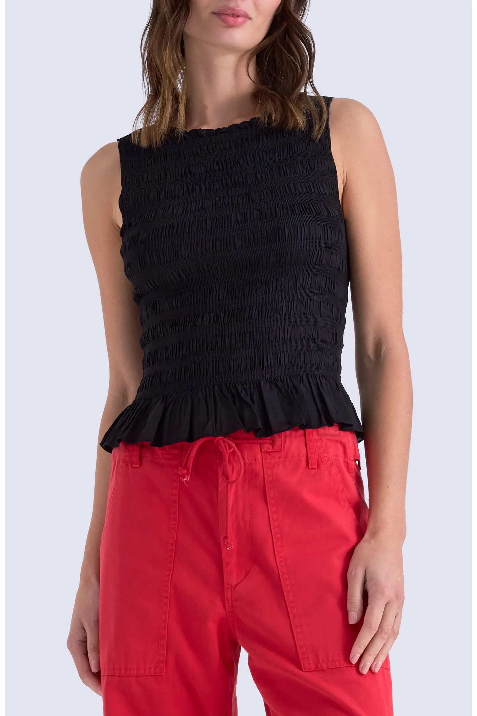 Phoebe Smock Detail Sleeveless Cotton Blend Top (Women) | Nordstrom | Nordstrom