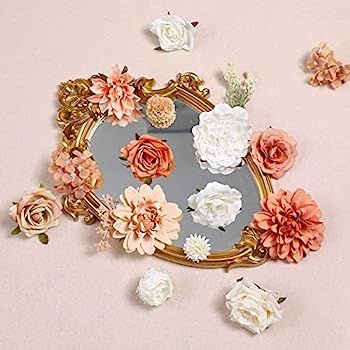 Serra Flora Artificial Flowers Combo Dahlia 34pcs Silk Mix Fake Flowers Roses for DIY Wedding Bou... | Amazon (US)