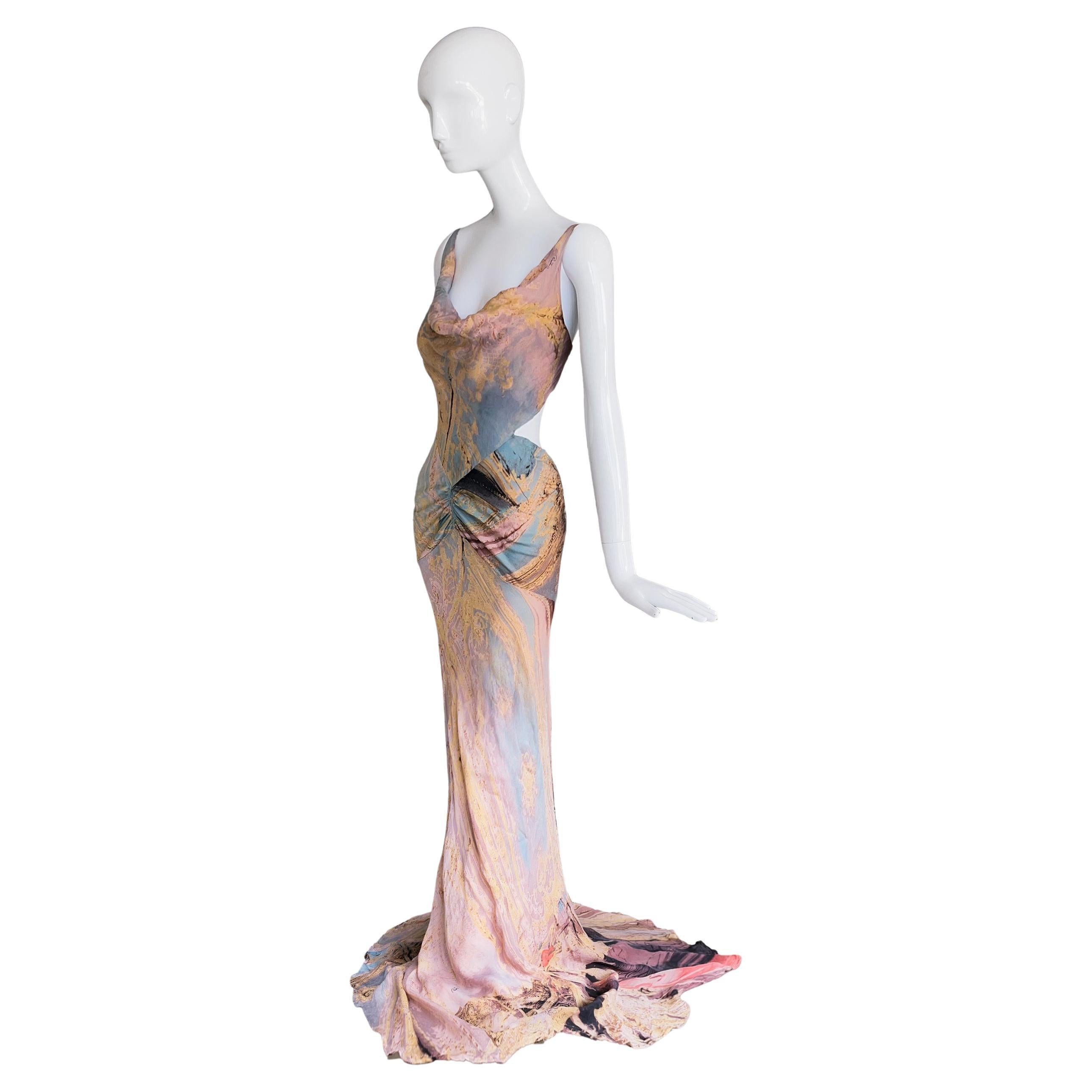 Roberto Cavalli 2003 Runway Cut-Out Silk Gown Showstopper Dress | 1stDibs