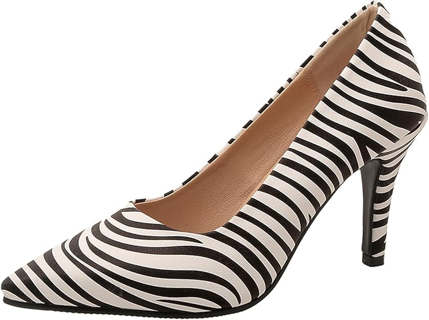 Women Stiletto Pumps High Heel Shoes Pointed Toe Slip On Simple Party Heels, Size 2-15.5 | Amazon (US)