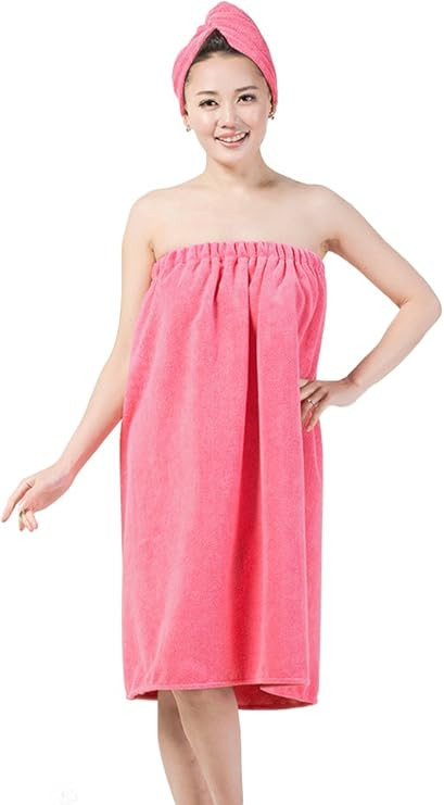FakeFace Women Absorbent Microfiber Bath Towel Body Wrap Set Gym Spa Robe Dry Hair Cap Beach Pool... | Amazon (US)