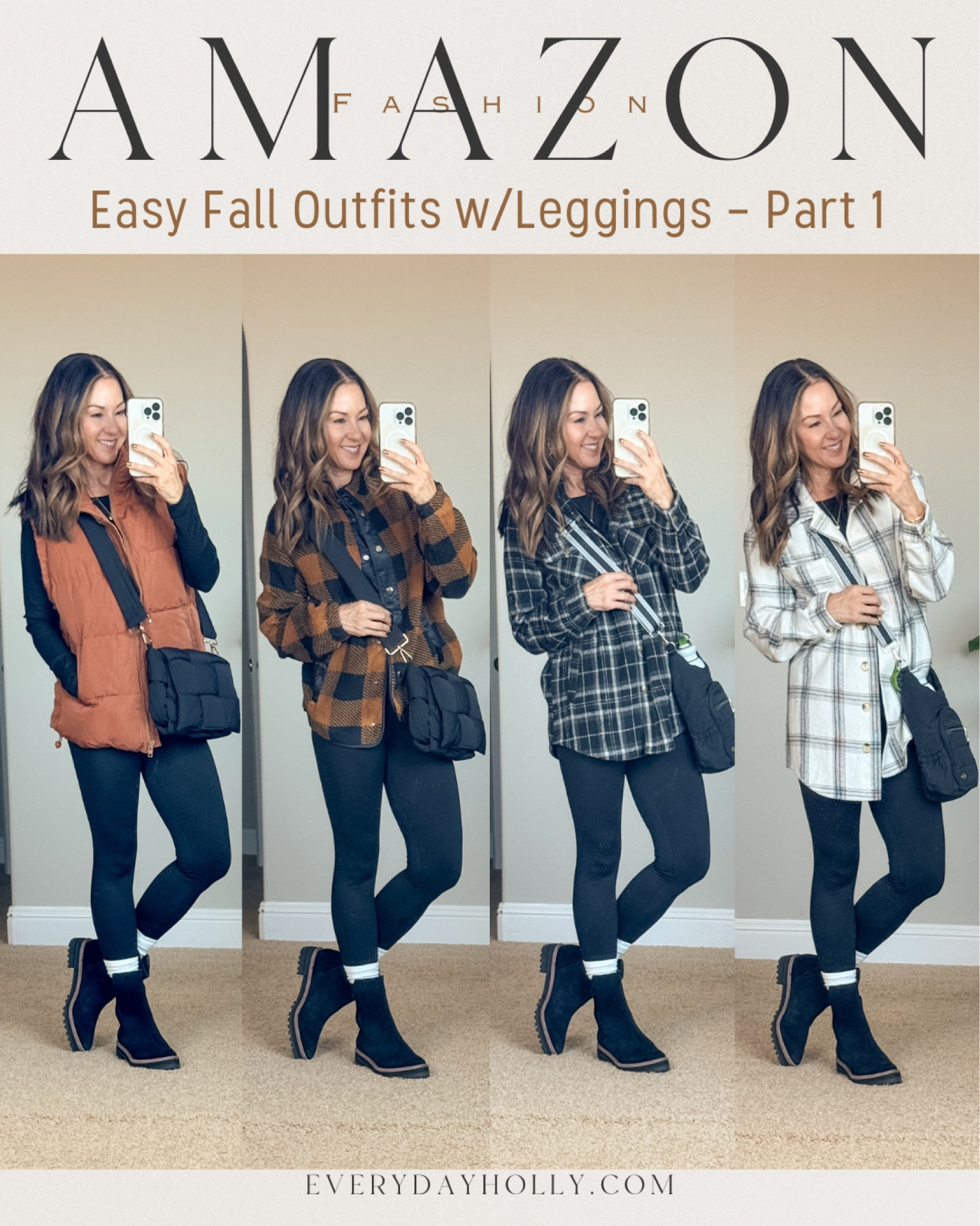 💥Sale on everything in tryon! 
Easy fall outfits with leggings, vests, flannels, sherpa, plaid outfitwear, shackets all size small.  
For reference, I'm 5'1", 109lbs.  black crossbody bags, scrunch socks with similar Chelsea boots. Ribbed layering tee and 💥30% off black leggings XS short.

Fall fashion, fall outfits, leggings, outfits, fall outerwear, over 50 petite fashion, Everyday Holly

#LTKSeasonal #LTKSaleAlert #LTKStyleTip
