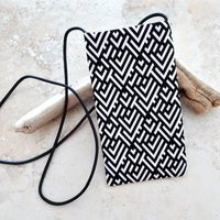Black & White Fabric Cell Phone Purse Modern Pattern Pouch | Etsy (US)