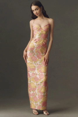 SAU LEE Rosella Jacquard Maxi Dress | Anthropologie (US)