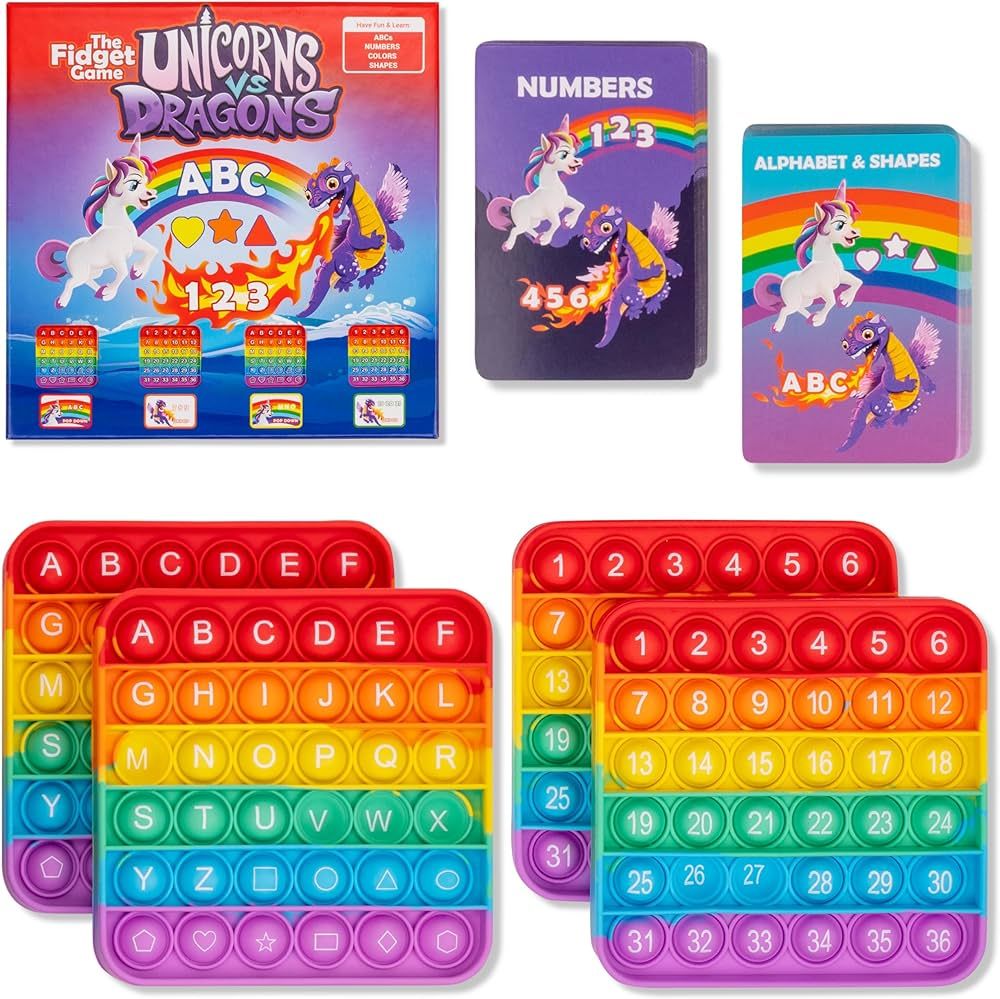 The Fidget Game - Unicorns vs Dragons, Fun Educational Games/ABC Toys to Learn Alphabet, Numbers,... | Amazon (US)