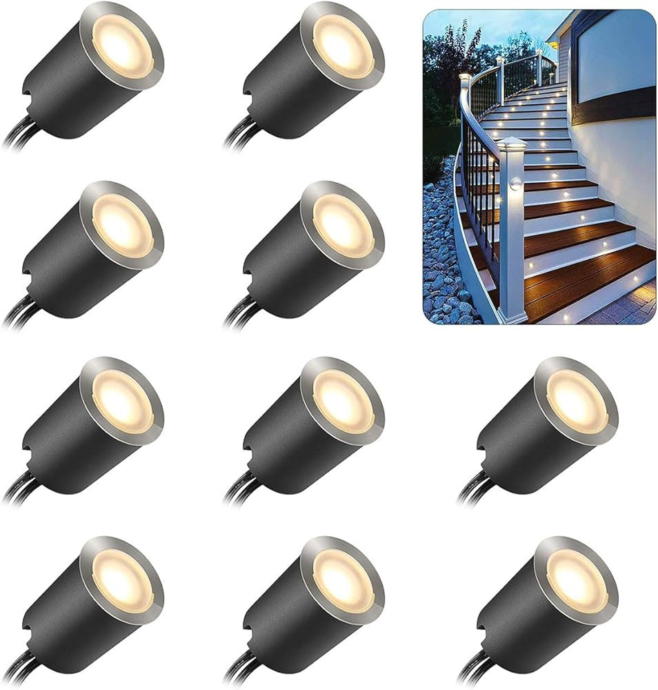 SMY Lighting 10 Pack Recessed LED Deck Light Kits with Protecting Shell, 32mm, Warm White, IP67 W... | Amazon (US)