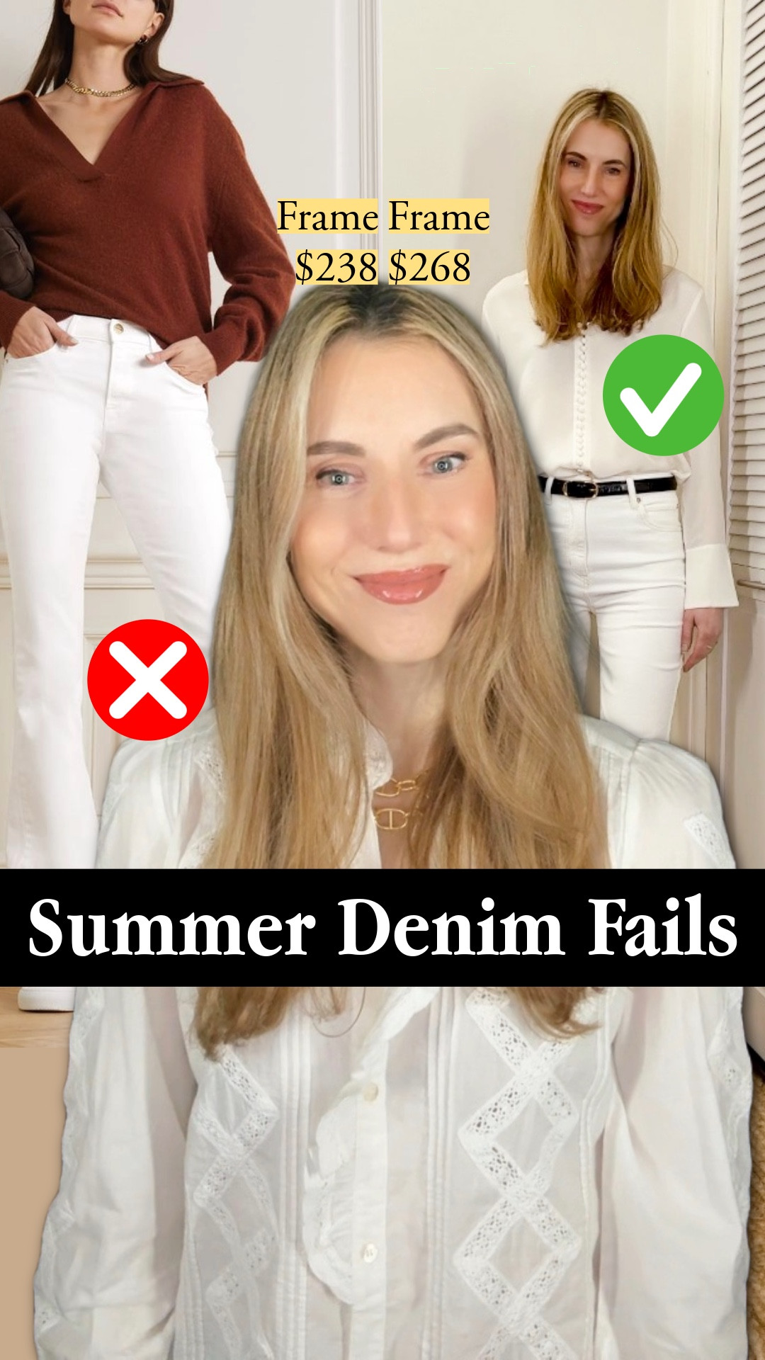 Summer jeans that actually feel like summer - looser weave, breathable cotton, and proper construction that won't flip or trap heat 🌞 J.Crew (I sized down to 25) | Frame The Arrow (my usual 26) | wide jeans | flares | summer capsule | classic style | white denim 

#LTKFindsUnder100 #LTKSeasonal #LTKStyleTip