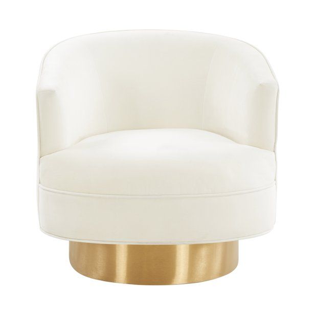 TOV Furniture Stella Cream Upholstered Velvet Swivel Chair by Inspire Me! Home Décor | Walmart (US)