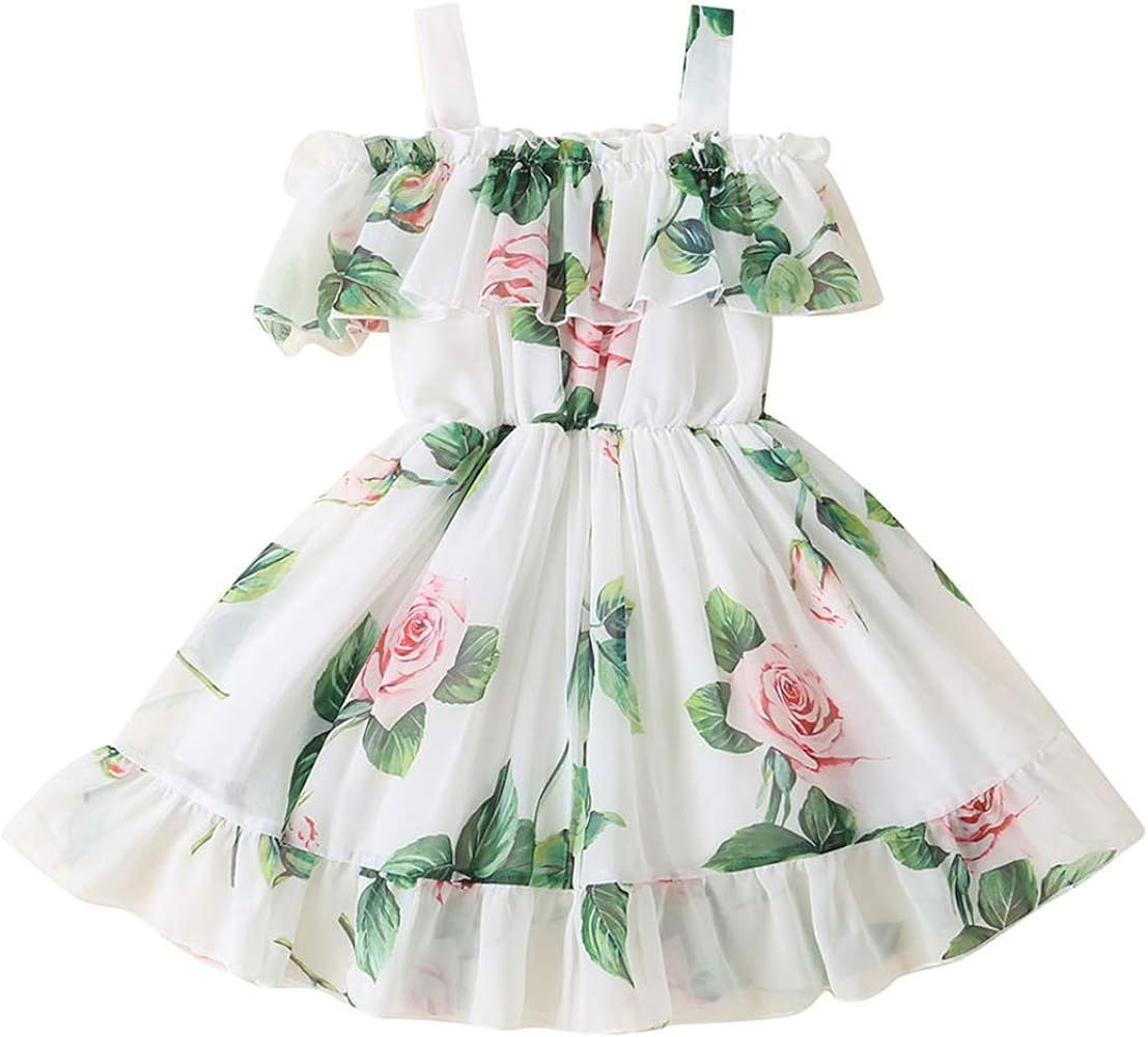 Toddler Baby Girls Summer Dress Chiffon Princess Tutu Dress Floral Beachwear Suspender Sundress Skir | Amazon (US)
