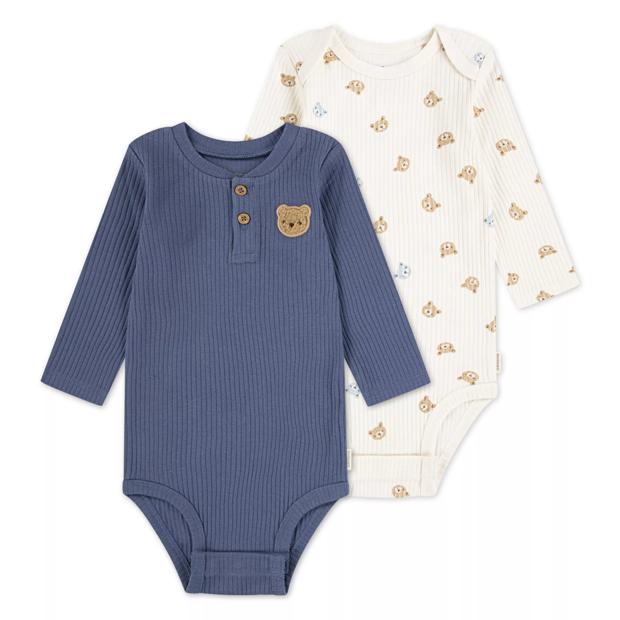 Newborn Baby Boys Huggies Babywear® Organic 2-Pack Long Sleeve Bodysuits with Bear Design | Kohl's