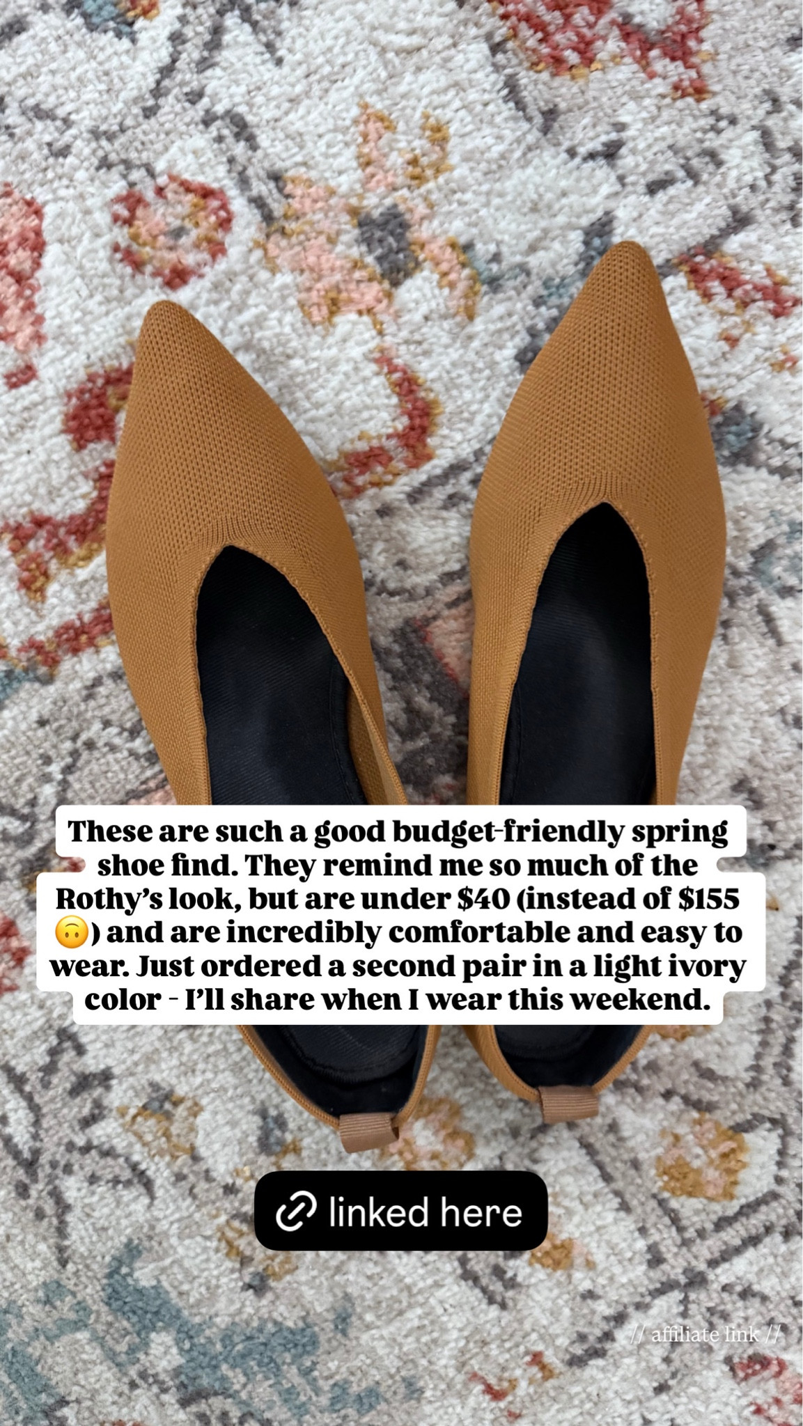 These are such a good budget-friendly spring shoe find. They remind me so much of the Rothy’s look but are incredibly comfortable and easy to wear.

#LTKdayinmylife #LTKootd #LTKSeasonal