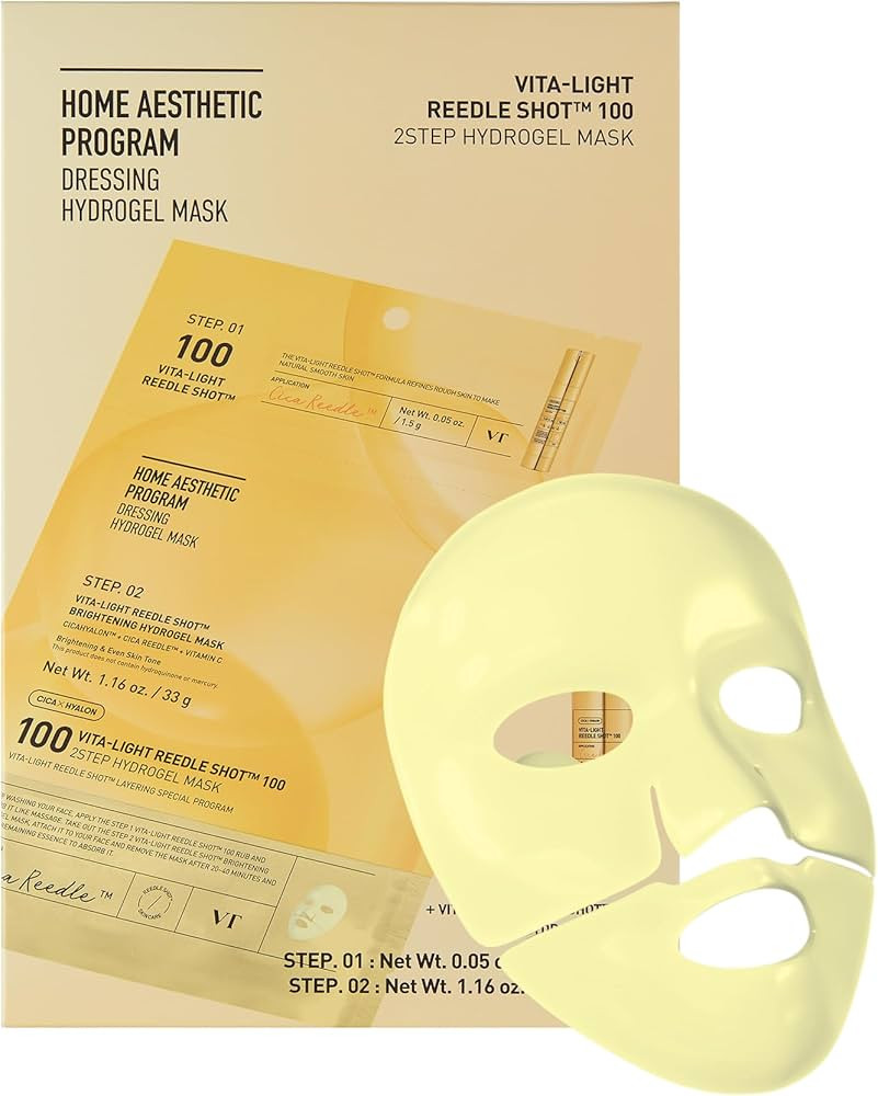 VT COSMETICS Vita-Light Reedle Shot 100 2-Step Hydrogel Mask(34.5gx4ea), Intensive Glowing, Exoso... | Amazon (US)