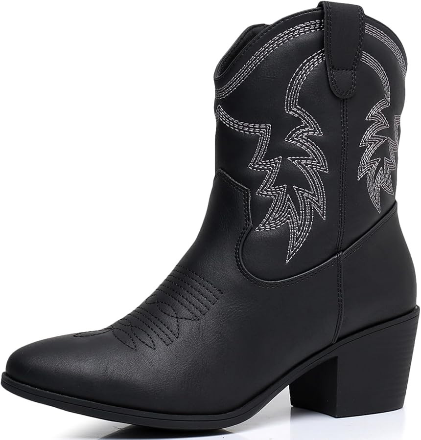 GLOBALWIN Women's Mid Calf The Western Cowboy Boots Fashion Cowgirl Boots For Women Low Heel | Amazon (US)
