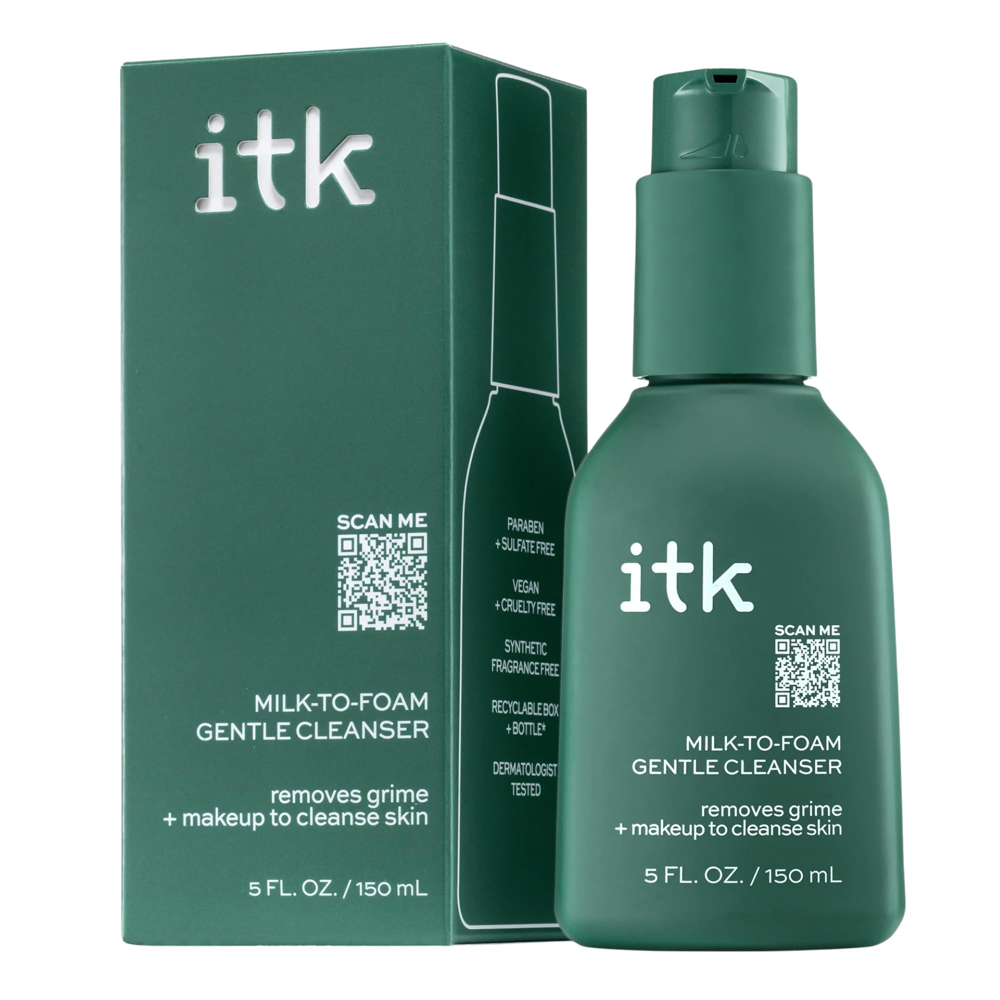 ITK Skincare 2-in-1 Milk-To-Foam Gentle Cleanser - Effective Face Wash + Makeup Remover with Vita... | Amazon (US)