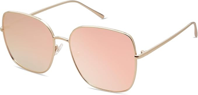 SOJOS Trendy Oversized Square Metal Frame Sunglasses for Women Men Retro Big Flat Lens UV Protect... | Amazon (US)