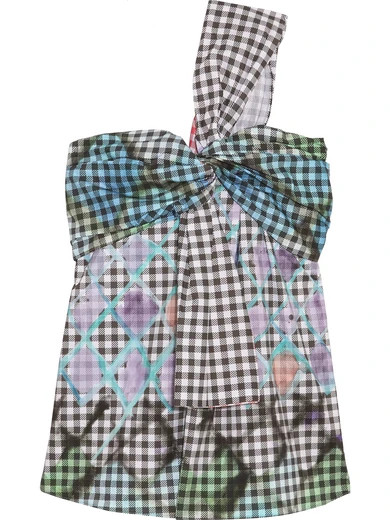 Peter Pilotto - One-shoulder Gingham Cotton-blend Top - Forest green | NET-A-PORTER (US)