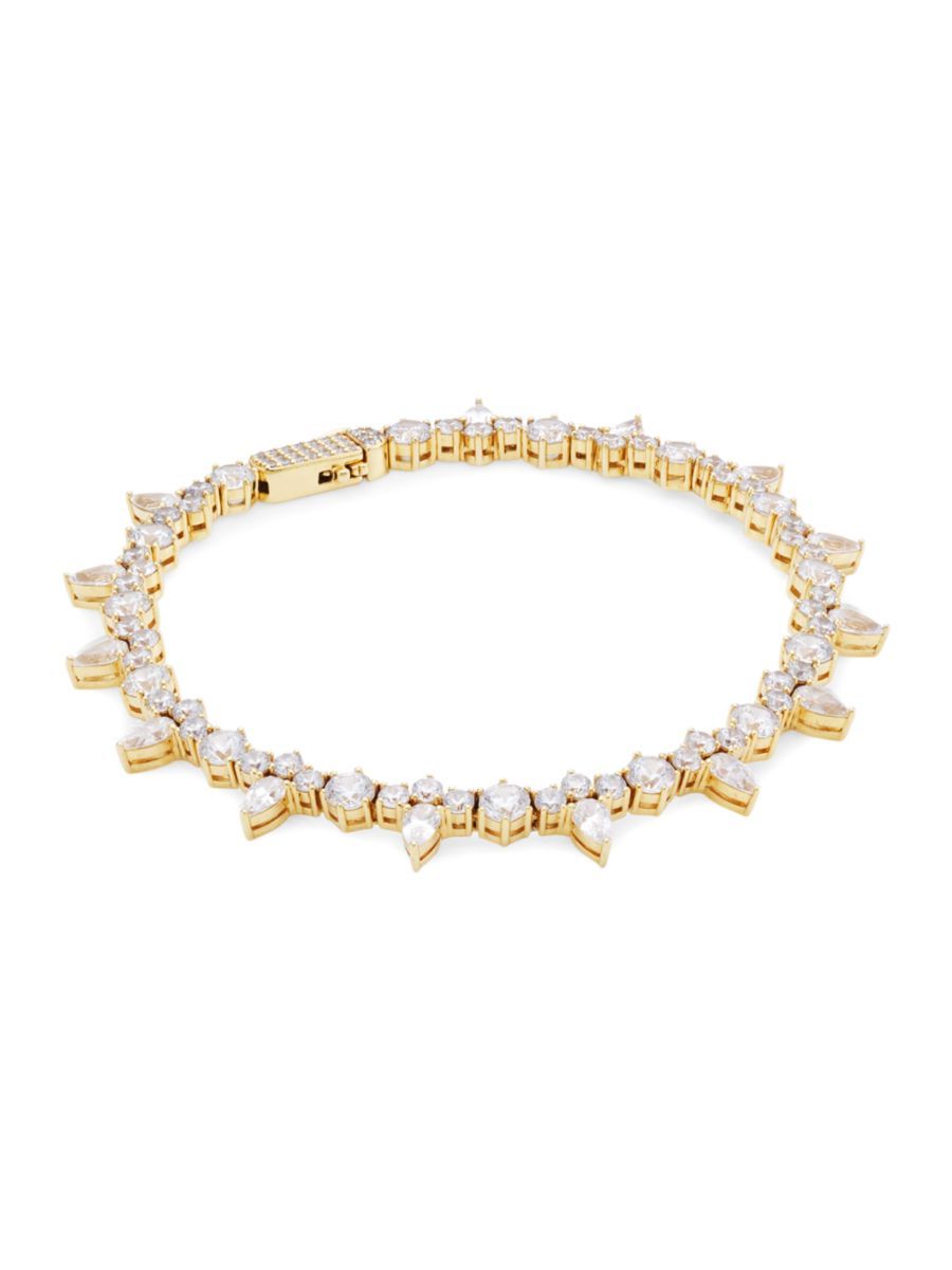 Stunner 18K Goldplated & Cubic Zirconia Clover Bracelet | Saks Fifth Avenue