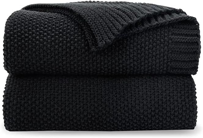 CozeCube Black Throw Blanket for Couch, Soft Cozy Cable Knit Throw Blanket for Bed Sofa Living Ro... | Amazon (US)