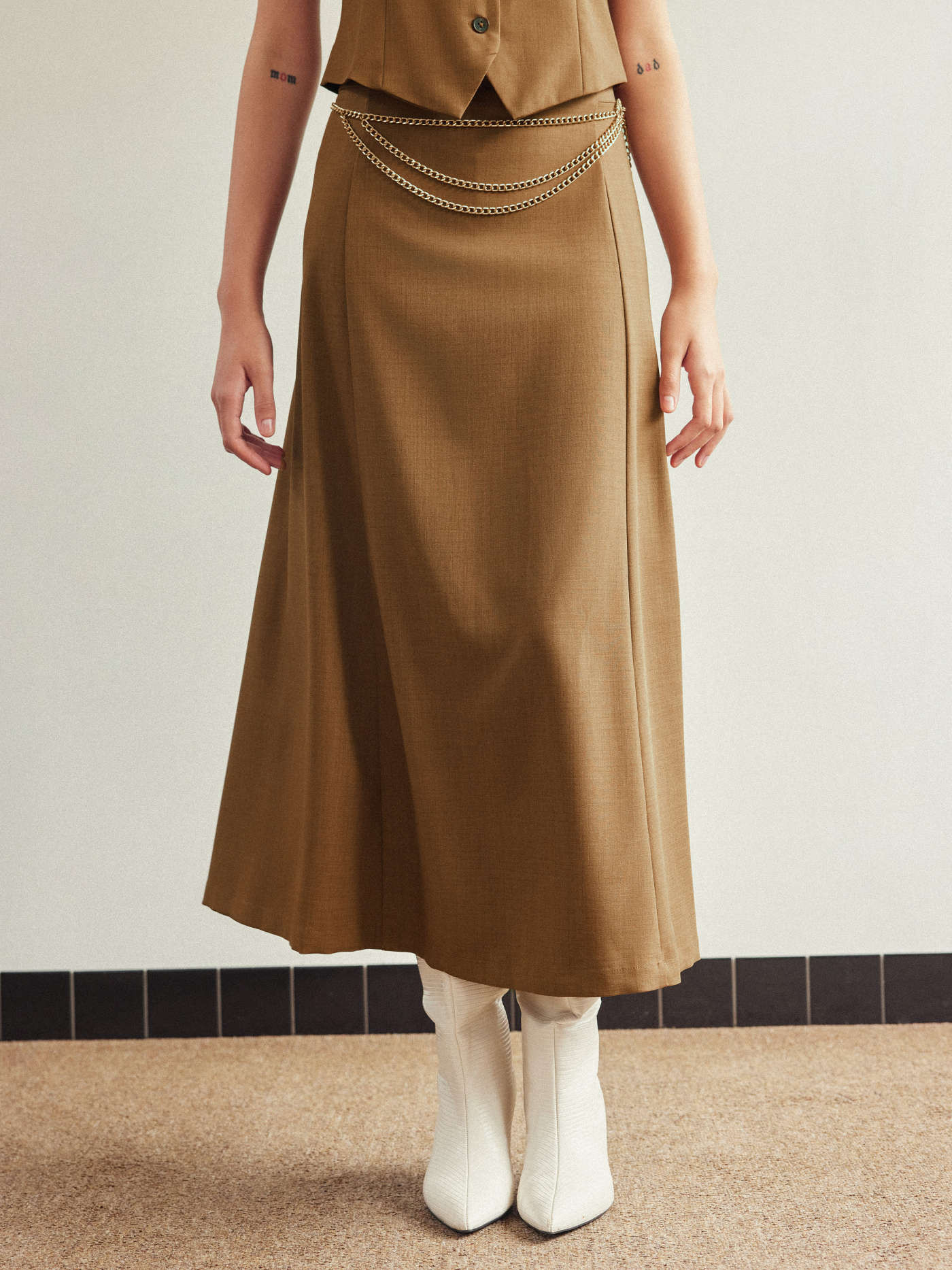 High Waist Solid Maxi Skirt | Cider