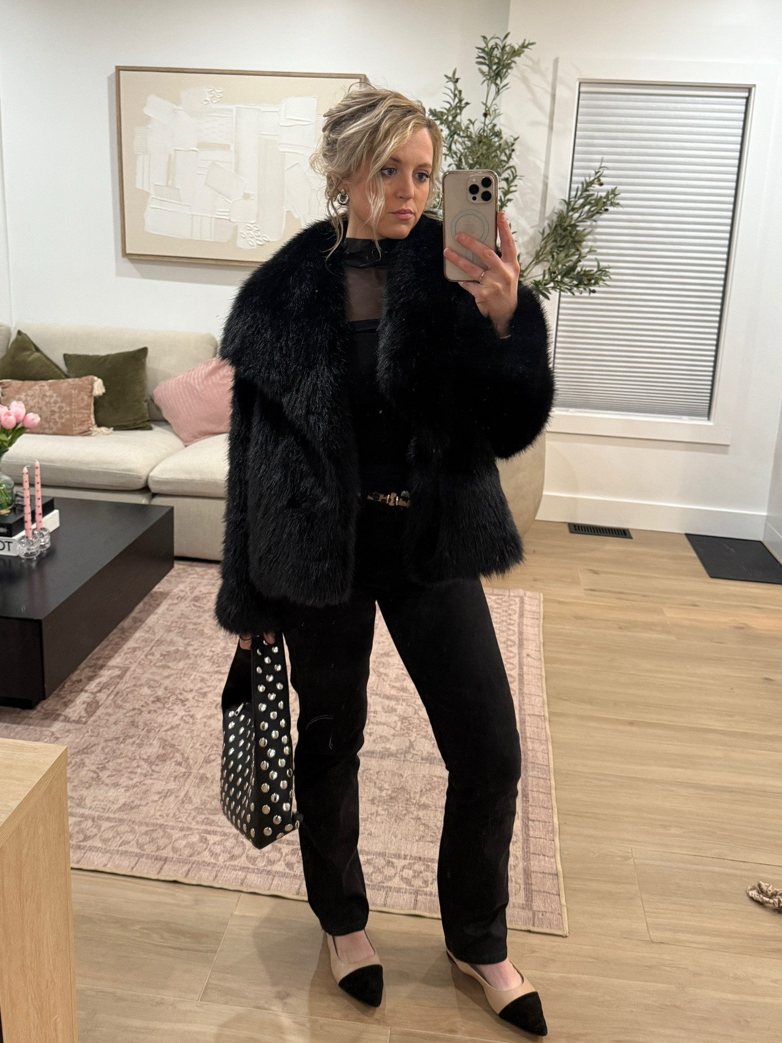 
Ladies Casual Luxury Solid Color Coat Warm Fluffy Coat
Studded Purses Black Shoulder Bag
Black outfit date night looks winter going out outfits 

#LTKFindsUnder50 #LTKStyleTip #LTKSeasonal