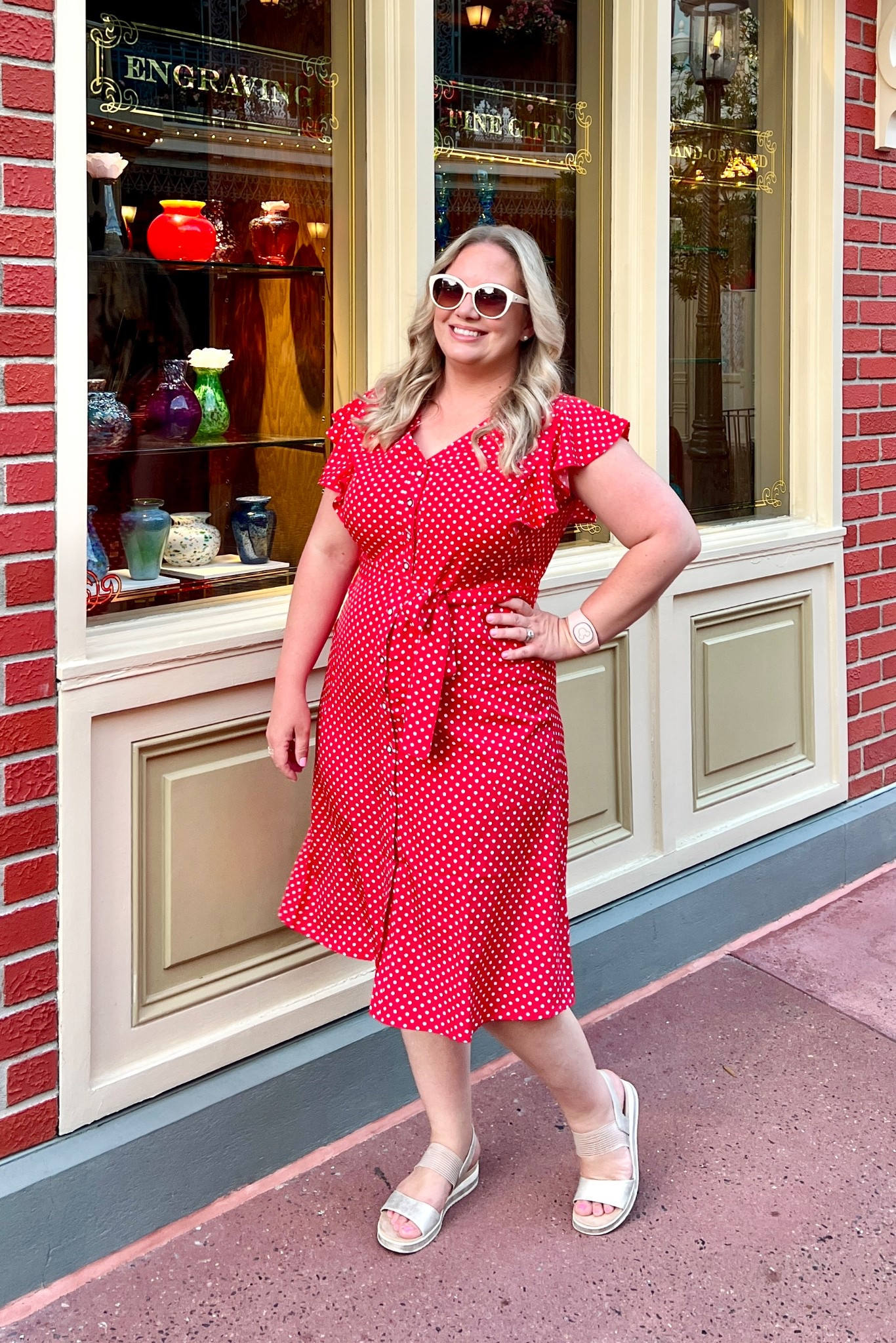 Minnie Mouse inspired outfit to walk down Main Street. Disney World dresses for women. Red and white polka dotted dress for Magic Kingdom. 

#LTKMidsize #LTKTravel #LTKFindsUnder50