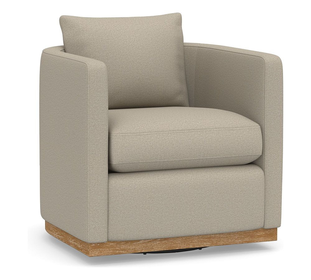 Ayden Barrel Wood Base Swivel Chair | Pottery Barn (US)