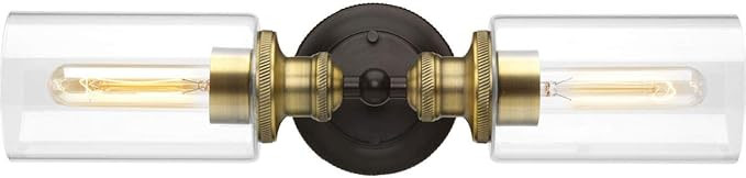 Archives Collection 2-Light Clear Glass Farmhouse Bath Vanity Light Antique Bronze | Amazon (US)