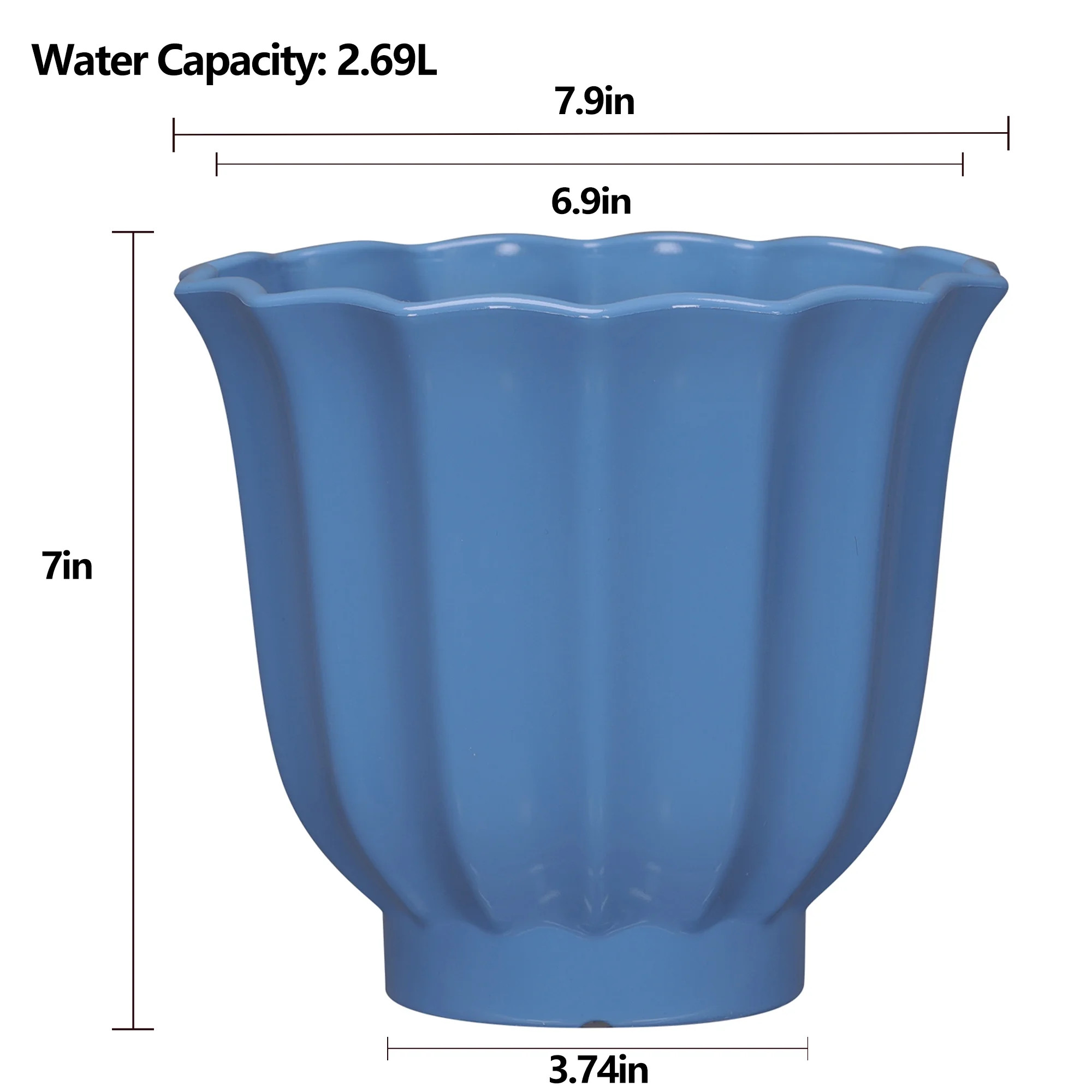 Mainstays Lillian 8" x 8" x 7" Round Blue Paradise 100% Recycled Resin Planter | Walmart (US)