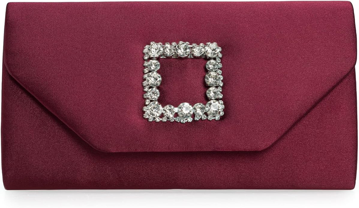 IXEBELLA Satin Evening Bag for Women Clutch Purse Embellished Crystals Buckle | Amazon (US)