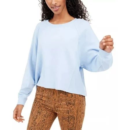Hippie Rose Juniors Cropped Raw-Edged Sweatshirt Blue Size X-Small | Walmart (US)
