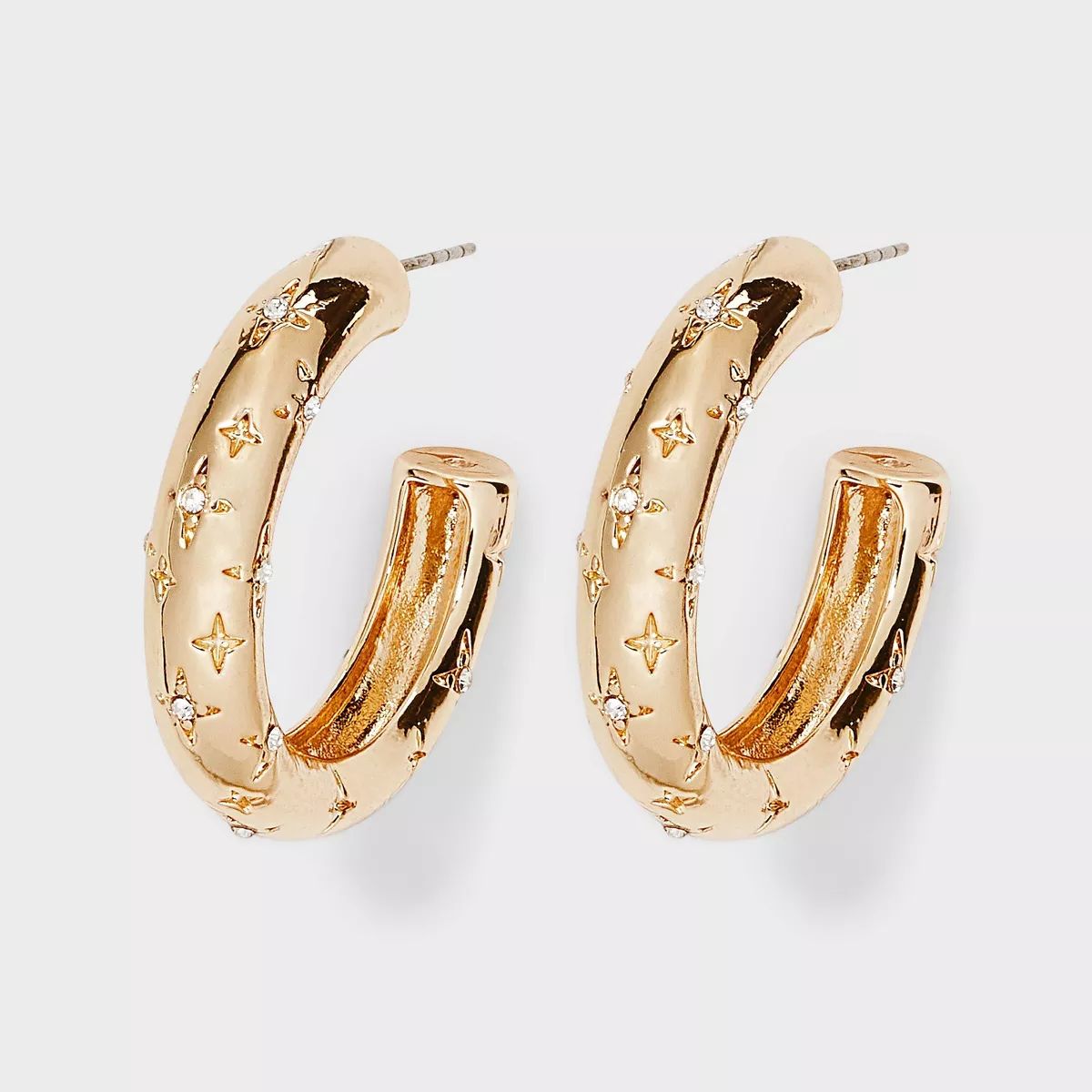 Gold Hoop Clear Stones Earrings - A New Day™ Gold | Target