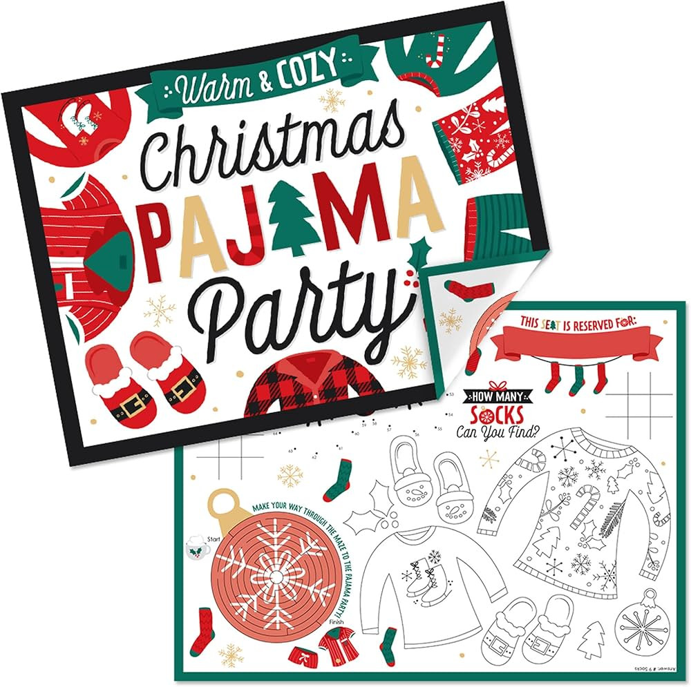 Big Dot of Happiness Christmas Pajamas - Paper Holiday Plaid PJ Party Coloring Sheets - Activity ... | Amazon (US)