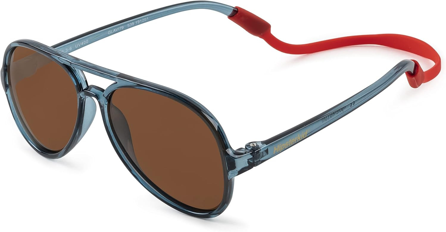 Hipsterkid Baby Sunglasses with Strap, Bendable, Shatter-Resistant, Polarized | Boys, Girls, Babies, | Amazon (US)