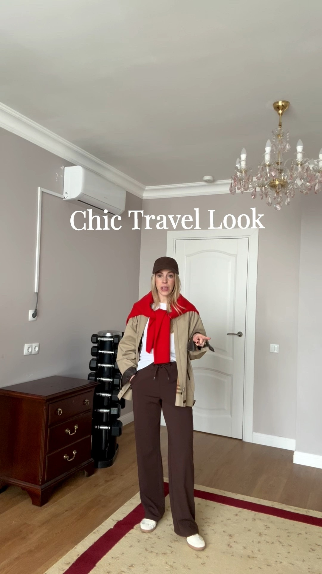 Travel look, airport style, spring break outfit, Amazon chocolate brown joggers, brown and red outfit, comfy chic style 

#LTKspring #LTKTravel #LTKgrwm