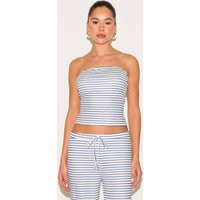 Soft Touch Striped Long Bandeau Top, blue | PrettyLittleThing US
