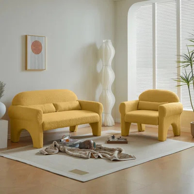 Modern Boucle Loveseat & Accent Chair For Living Room | Wayfair North America