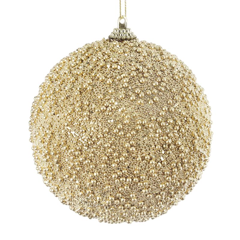 Gold Beaded Ball Ornament, 4" | At Home