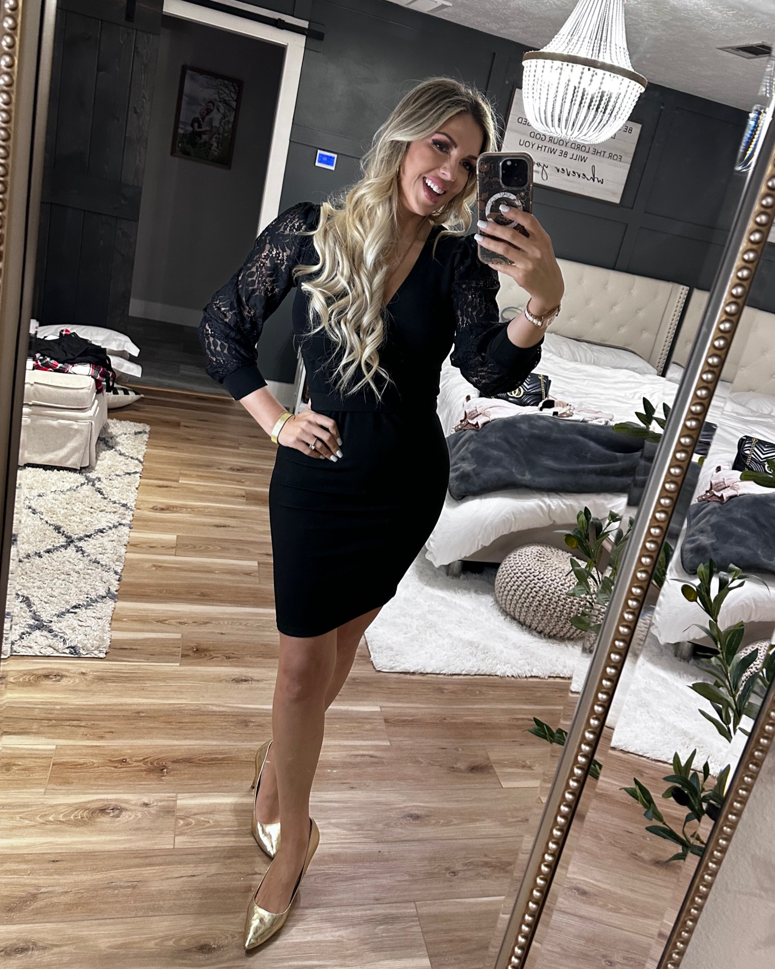 Stunning black evening dress with gold heels. Great for holiday parties and/or date night! 

#LTKHoliday #LTKSeasonal #LTKparties