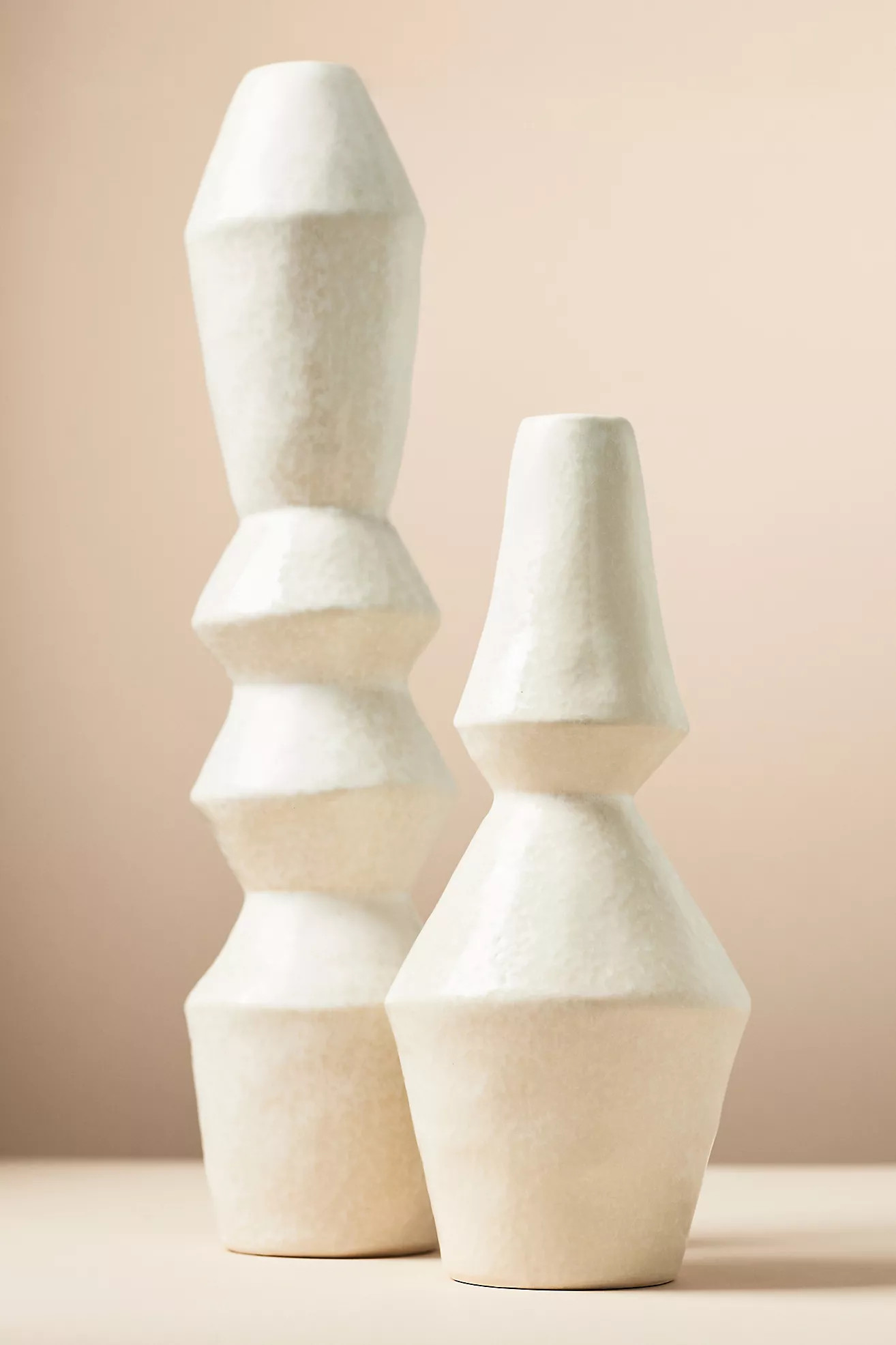 Geometric White Ceramic Vase | Anthropologie (US)