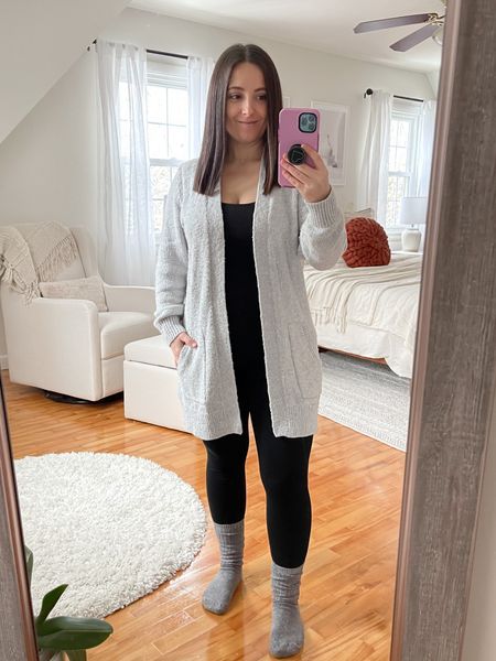 First snow day = cozy loungewear! Love this long knit, my favorite leggings and bamboo socks! Ultimate cozy day  

#LTKGiftGuide #LTKfamily #LTKSeasonal