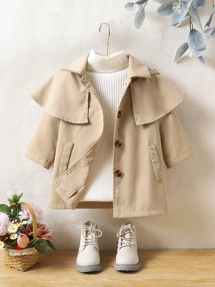 Trench Coat A Scacchi Semplice E Adorabile Per Bambina, Mantello Esterno In Pelliccia Imitazione ... | SHEIN