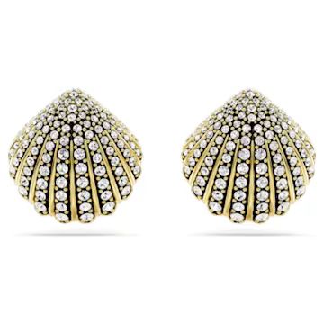 Idyllia stud earrings, Shell, White, Gold-tone plated by SWAROVSKI | SWAROVSKI