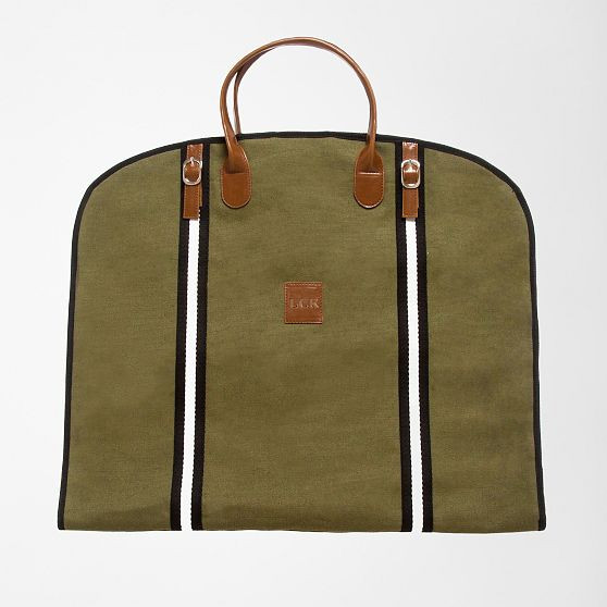 Canvas Twill Stripe Garment Bag | Mark and Graham