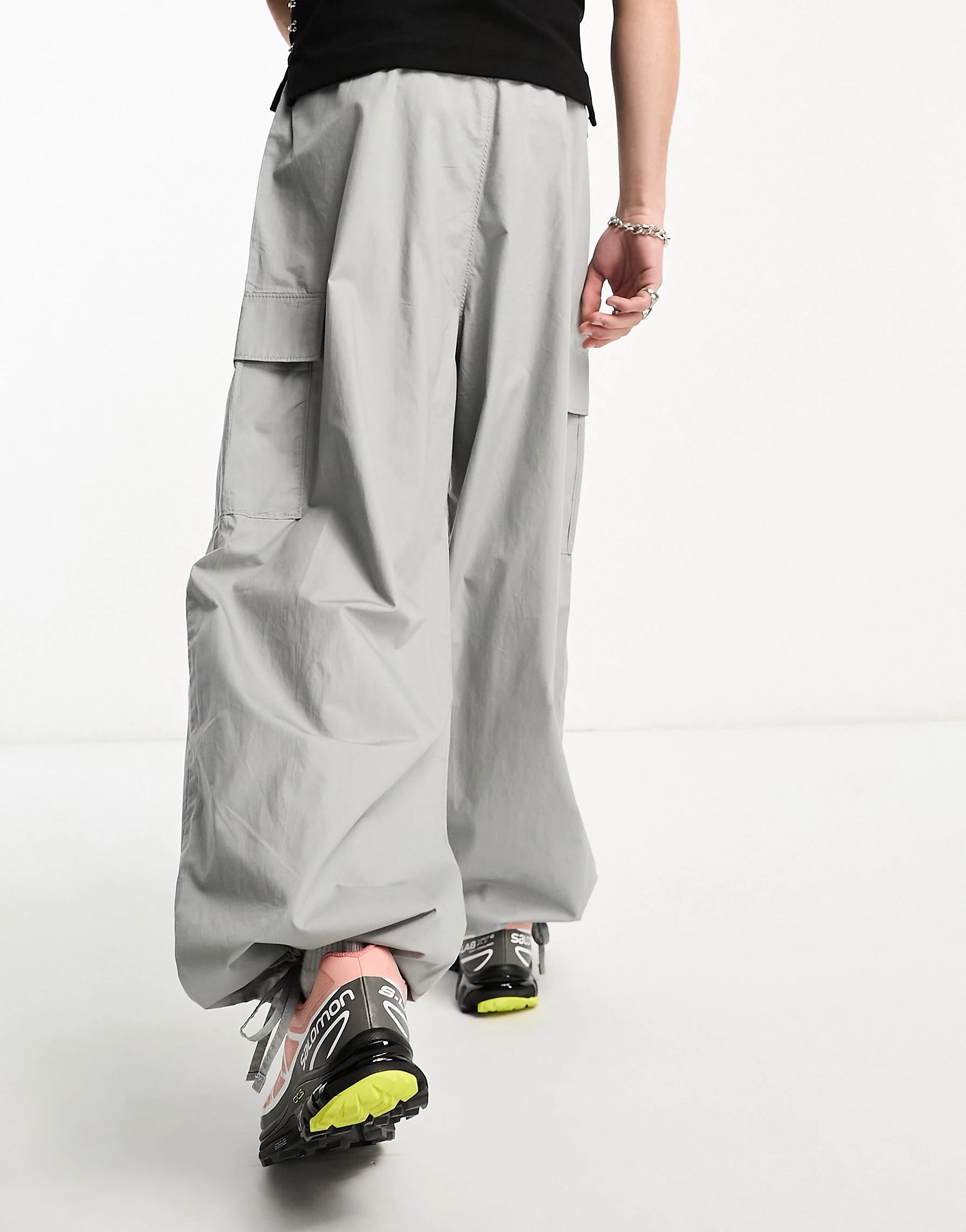 Weekday Unisex parachute baggy pants in gray exclusive to ASOS | ASOS (Global)
