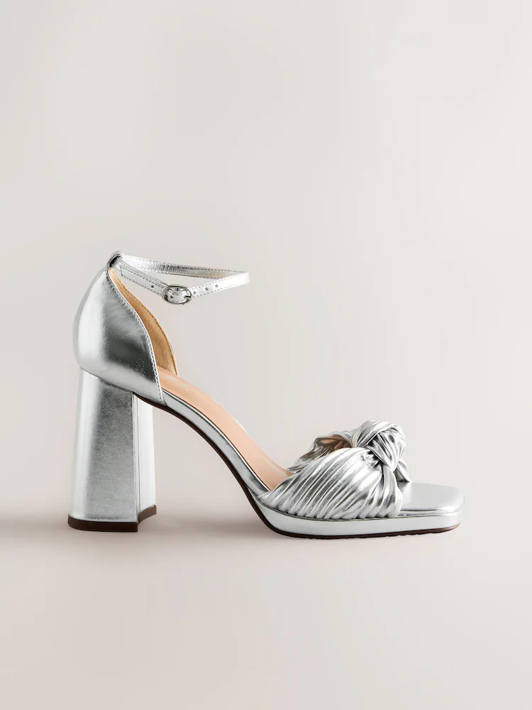 Silver Forever Comfort® Twist Heeled Platform Sandals | Next EU
