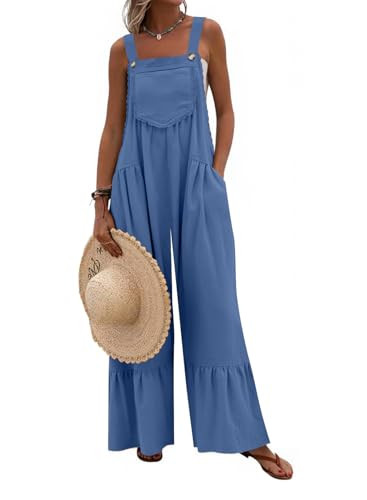 Dokotoo Women's Lace Casual Overalls Summer Jumpsuit Loose Baggy Wide Leg Ruffle Pants Rompers wi... | Amazon (US)