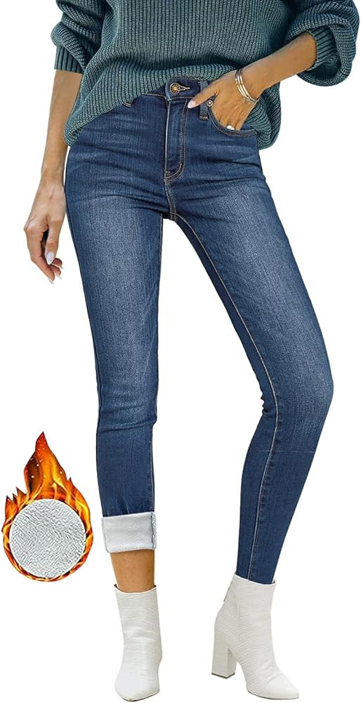 luvamia Women's Fleece Lined Jeans Winter Thermal Denim Jeggings Skinny High Waisted Stretch Warm... | Amazon (US)