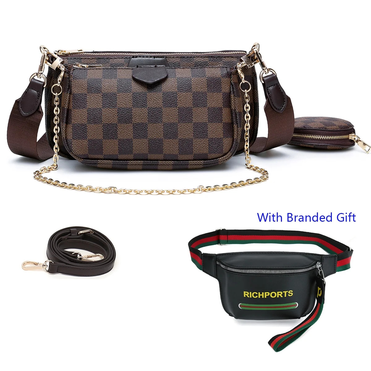 RICHPORTS Crossbody Bags for Women Checkered Tote Shoulder Bags 6 in1 Multipurpose Handbags with ... | Walmart (US)